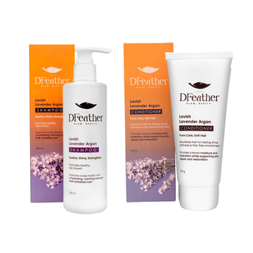 D Feather Lavish Lavender Argan Shampoo & Conditioner Combo – Hair Growth, Smoothness & Frizz Control